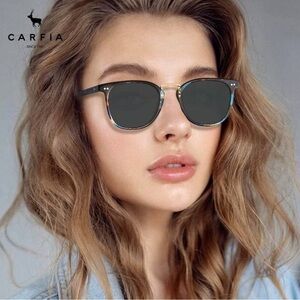 ✨ Carfia Polarized Sunglasses – Unisex – Tortoise / Blue Accents